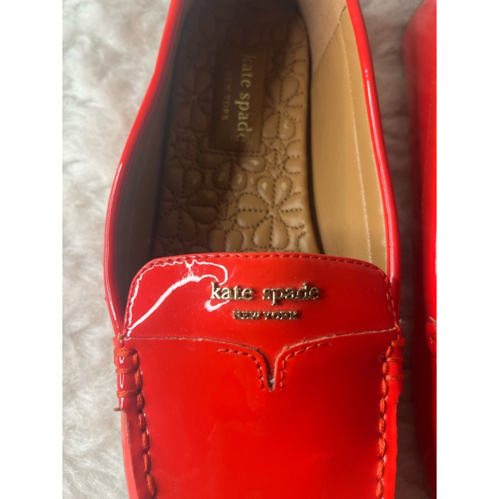 Kate Spade Cow Leather Slip on Loafer Shoes Women Size 9B Blood Orange - Picture 5 of 12